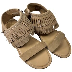 Naughty Monkey Fringe Star Sandals 10 Tan Leather Fringe Boho Festival Hippie